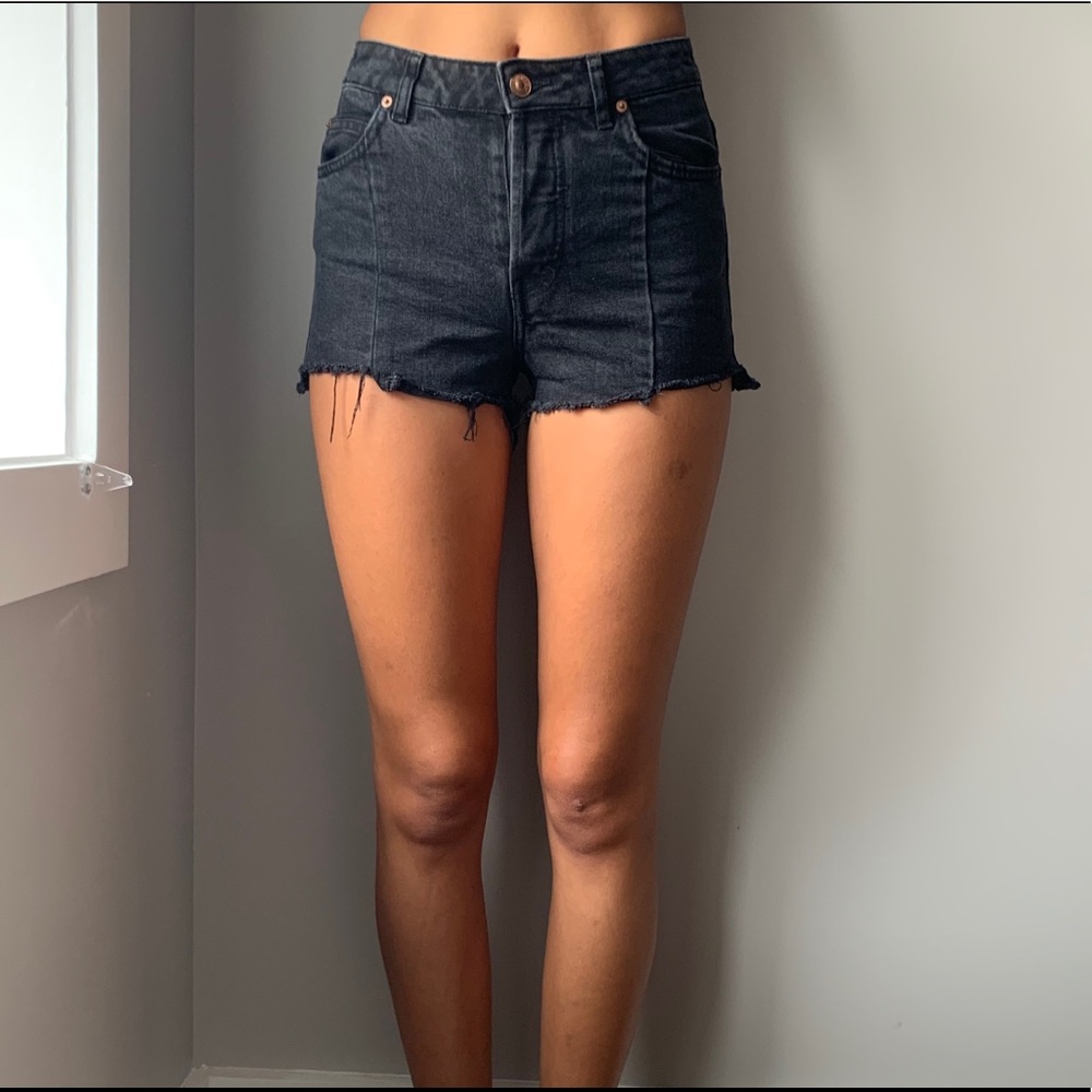 High rise black denim shorts from Topshop